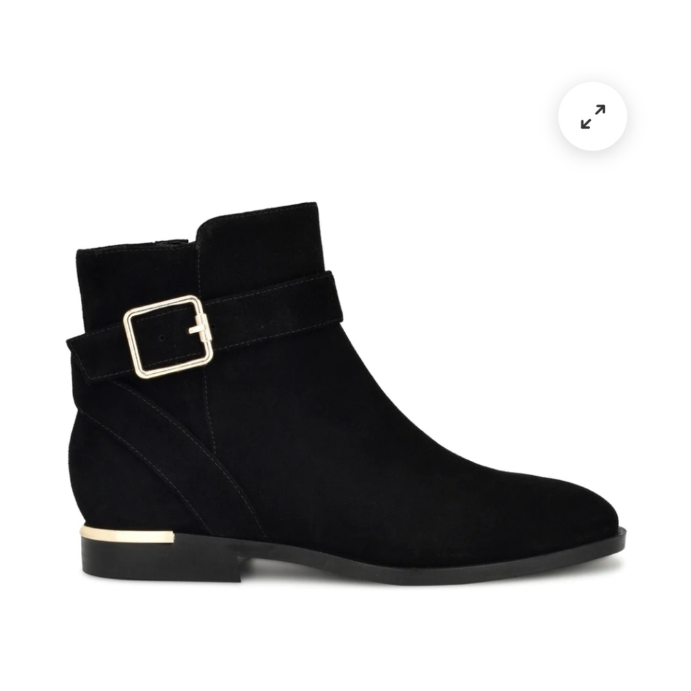 Nine West Gold and Black Ankle Booties with Sleek Design